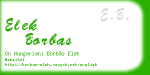 elek borbas business card